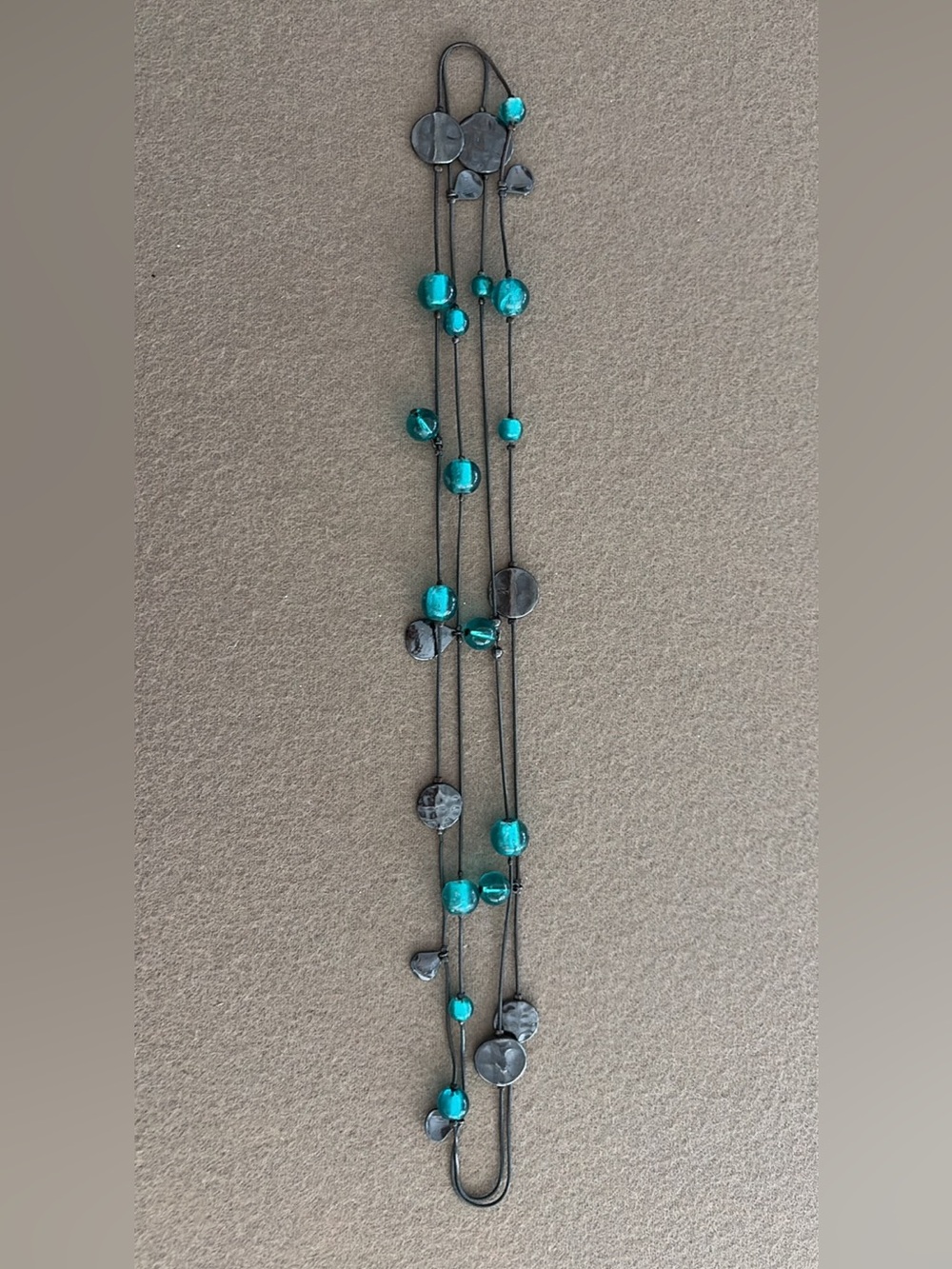 Teal & Charcoal Long Necklace